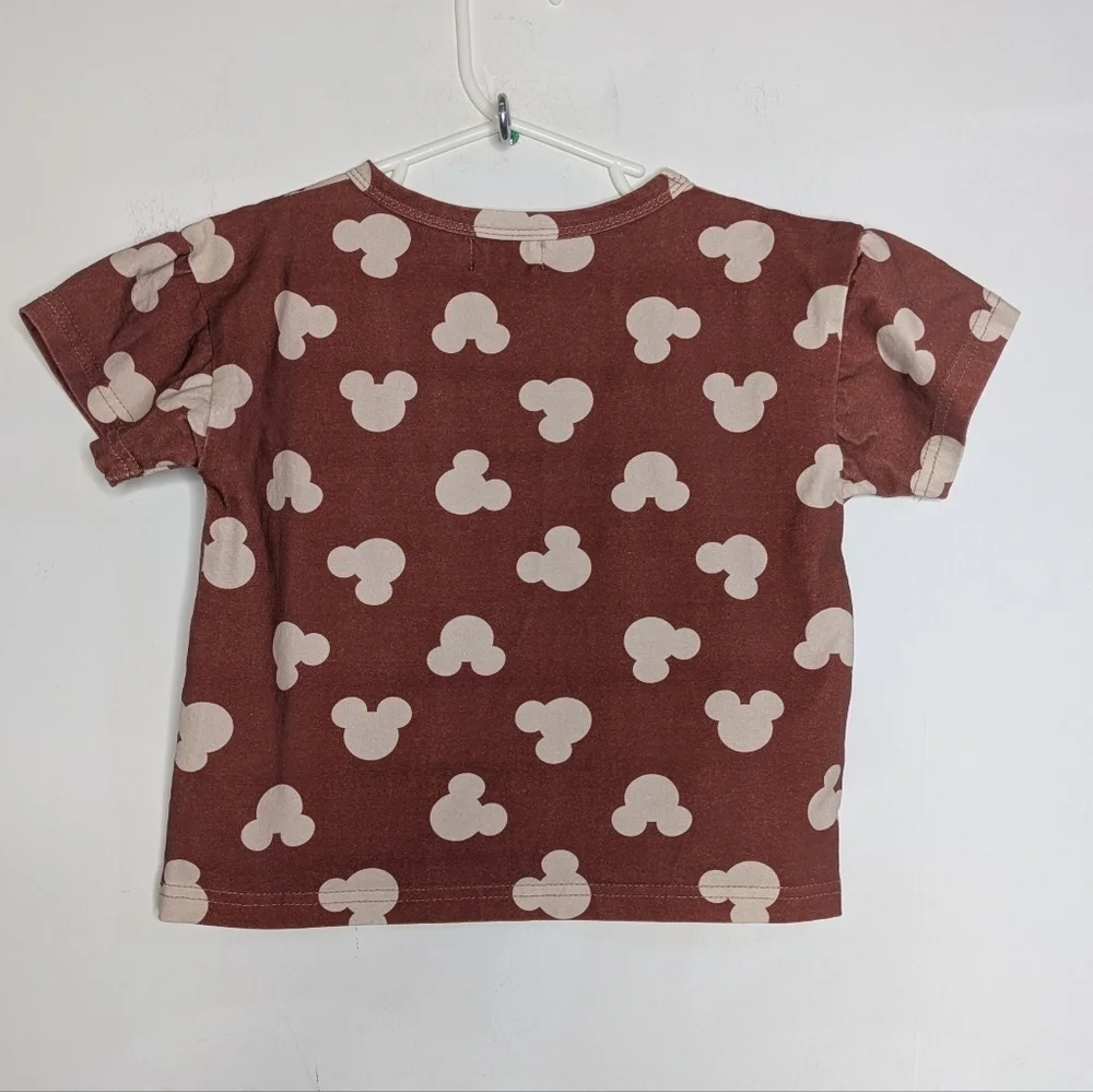 Magical Mamas Brown & Off White Mickey Mouse T-shirt & Pant Set In 3T